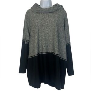 Smartwool Colorblock Cowl Neck Tunic Sweater Medium Merino Wool Blend Gray Black